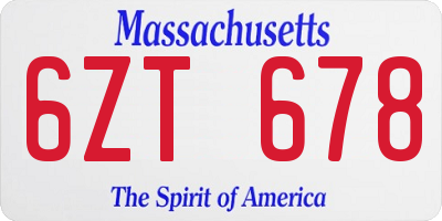 MA license plate 6ZT678