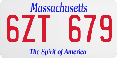 MA license plate 6ZT679
