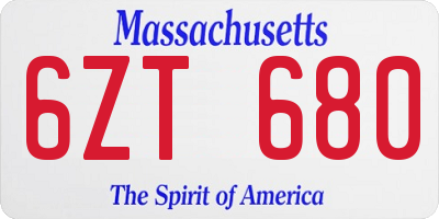 MA license plate 6ZT680