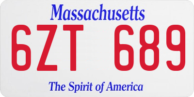 MA license plate 6ZT689