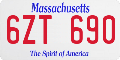 MA license plate 6ZT690