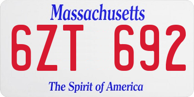 MA license plate 6ZT692