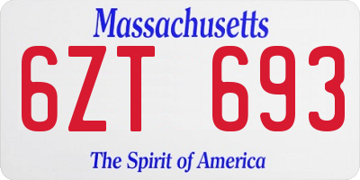 MA license plate 6ZT693