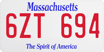 MA license plate 6ZT694