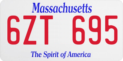 MA license plate 6ZT695