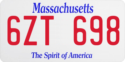 MA license plate 6ZT698