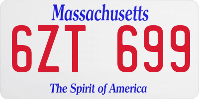 MA license plate 6ZT699