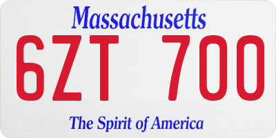MA license plate 6ZT700