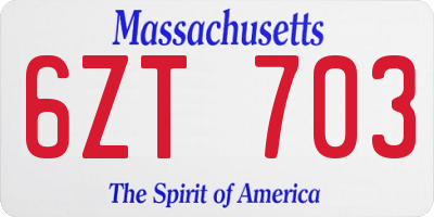 MA license plate 6ZT703