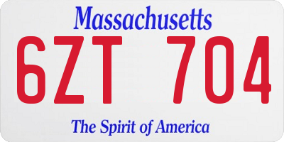 MA license plate 6ZT704