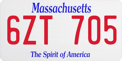 MA license plate 6ZT705