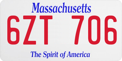MA license plate 6ZT706