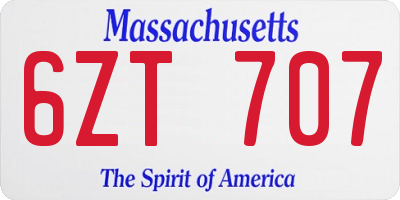 MA license plate 6ZT707