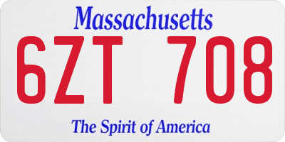 MA license plate 6ZT708