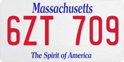 MA license plate 6ZT709