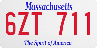 MA license plate 6ZT711