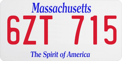 MA license plate 6ZT715