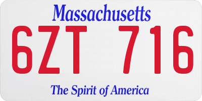 MA license plate 6ZT716