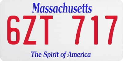 MA license plate 6ZT717