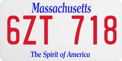MA license plate 6ZT718