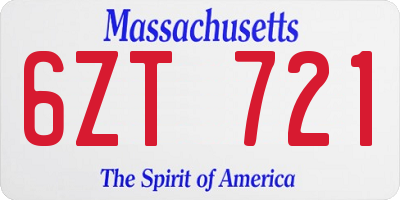MA license plate 6ZT721