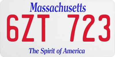 MA license plate 6ZT723