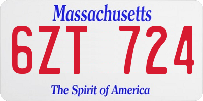 MA license plate 6ZT724
