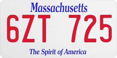 MA license plate 6ZT725