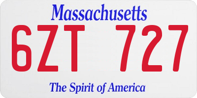 MA license plate 6ZT727