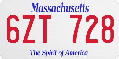MA license plate 6ZT728