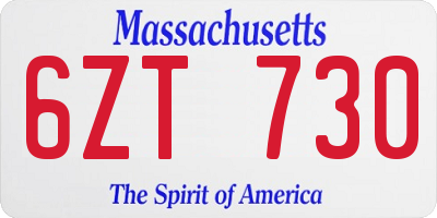 MA license plate 6ZT730