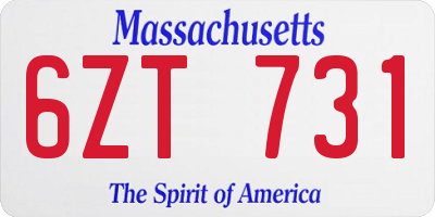 MA license plate 6ZT731