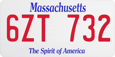 MA license plate 6ZT732