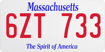 MA license plate 6ZT733