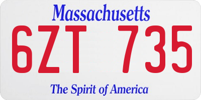 MA license plate 6ZT735