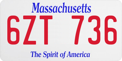 MA license plate 6ZT736