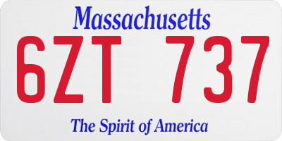 MA license plate 6ZT737