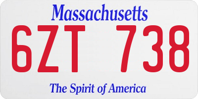 MA license plate 6ZT738