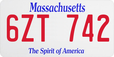 MA license plate 6ZT742