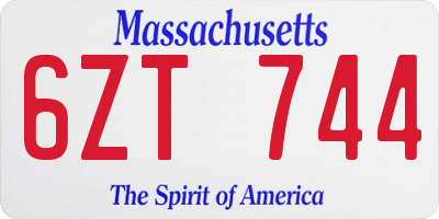 MA license plate 6ZT744