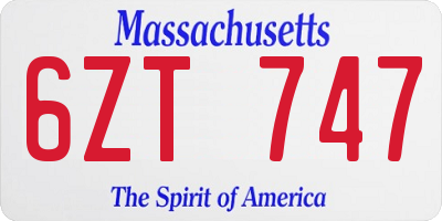 MA license plate 6ZT747