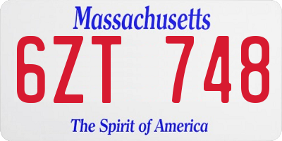 MA license plate 6ZT748