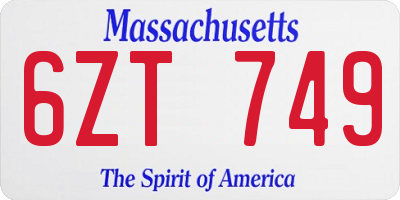 MA license plate 6ZT749
