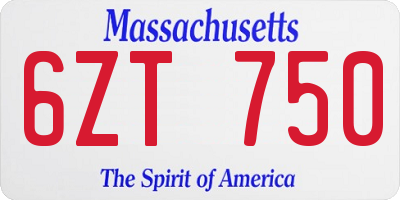 MA license plate 6ZT750