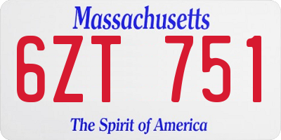 MA license plate 6ZT751