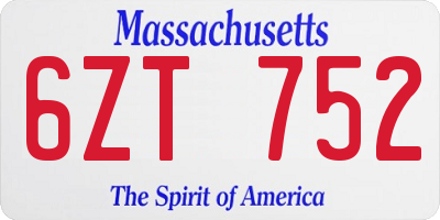MA license plate 6ZT752