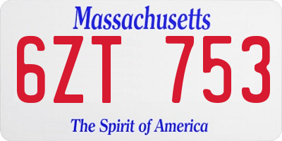 MA license plate 6ZT753