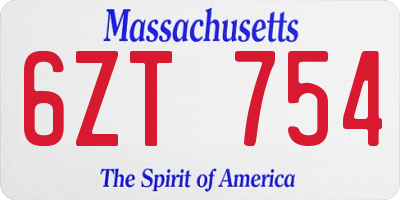 MA license plate 6ZT754