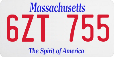 MA license plate 6ZT755
