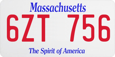 MA license plate 6ZT756